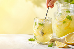 Refreshing lemonade with mint in gla, a Photo by Dvoevnore photos