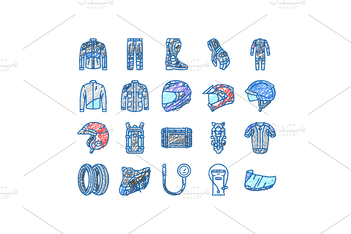 motorcycle bike motor sport icons, an Object Illustration by pikepicture