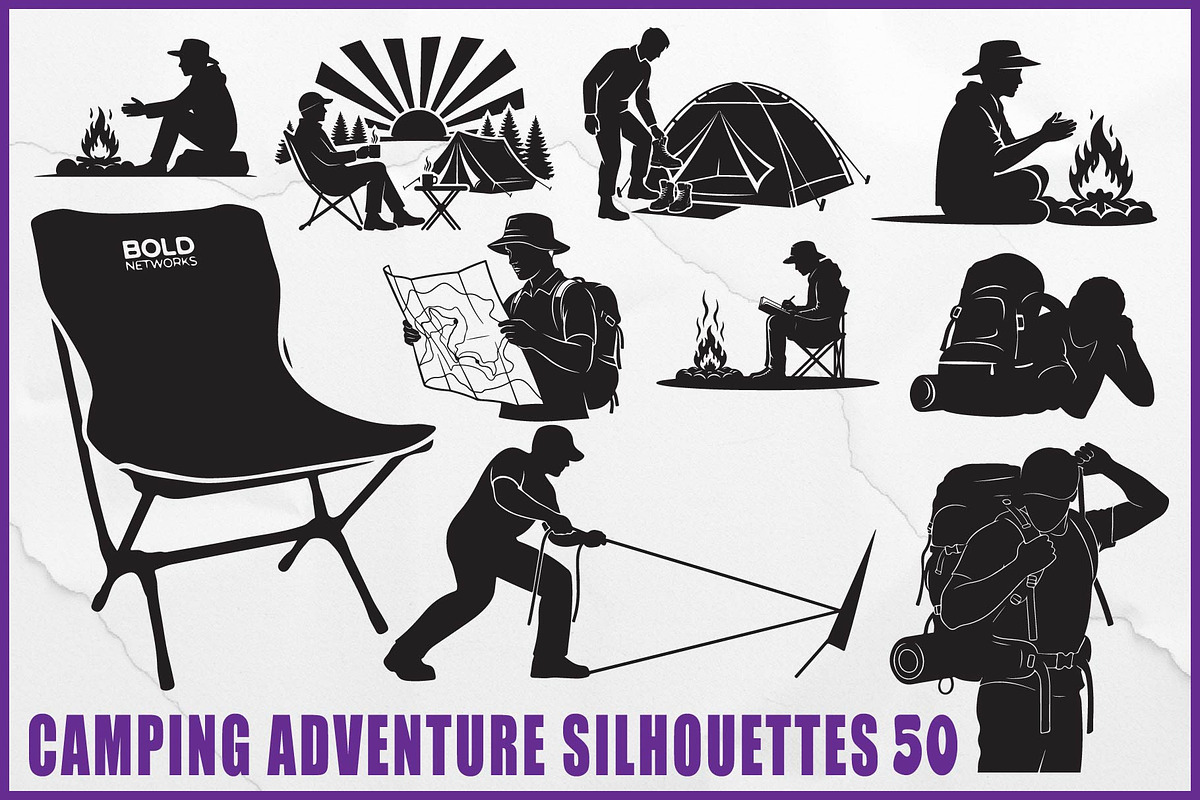 Camping Adventure Silhouette Icons, an Object Graphic by yasushie (Photo 1 of 9)