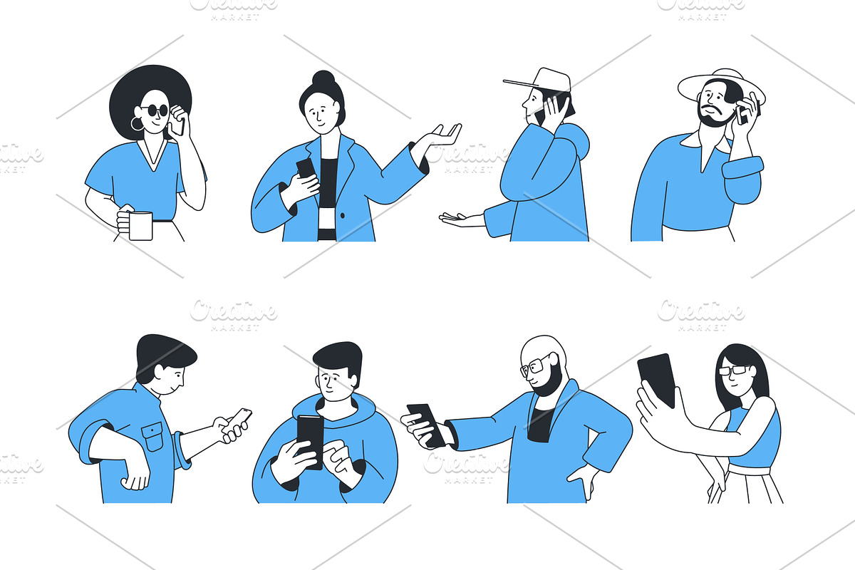 People using smartphones, a Background Graphic by LadadikArt