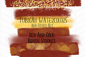 8 Red and Gold Brush Strokes perfect