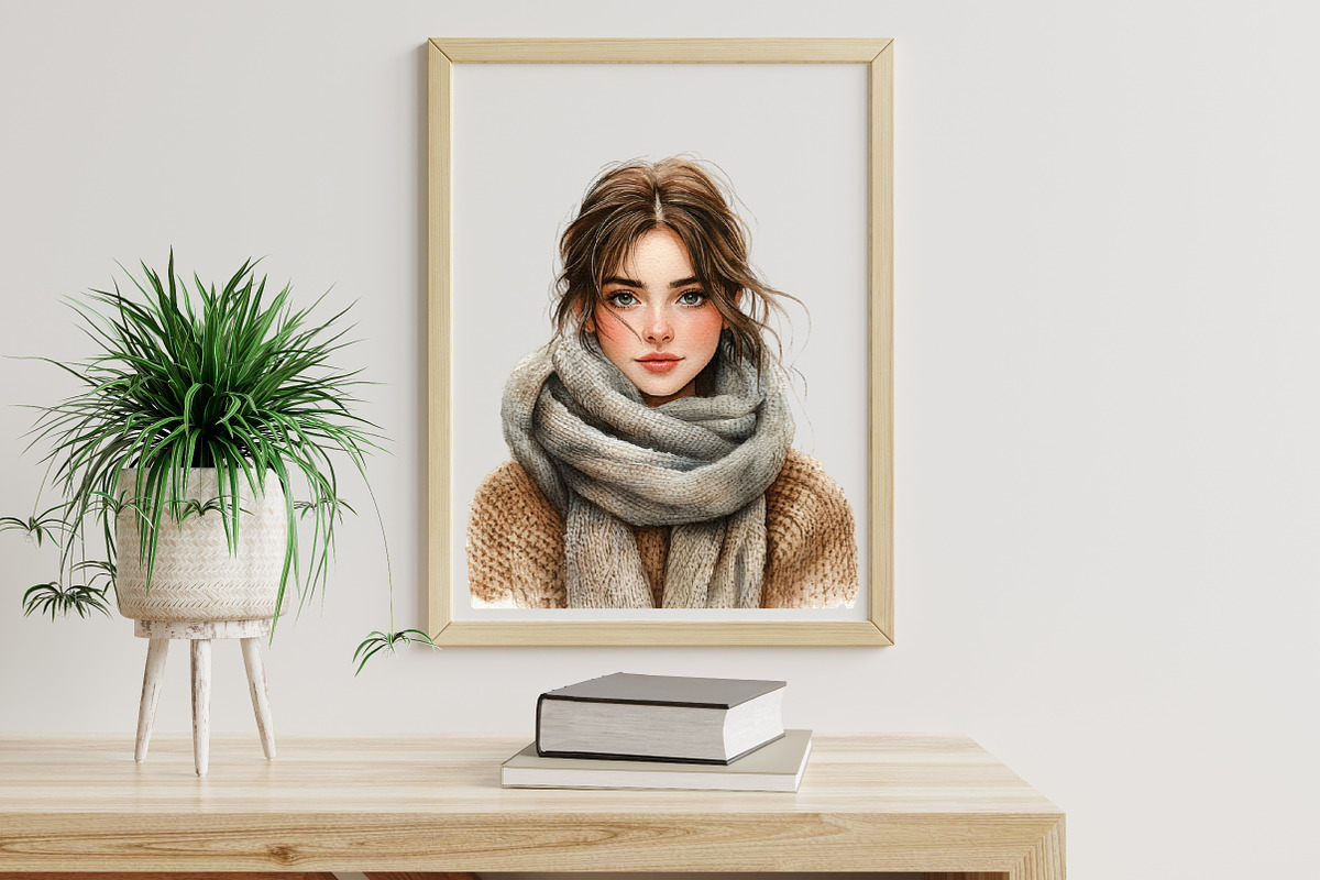 Winter Cottage Girl Watercolor Clipa, an Illustration by Libby Wishes (Photo 6 of 7)