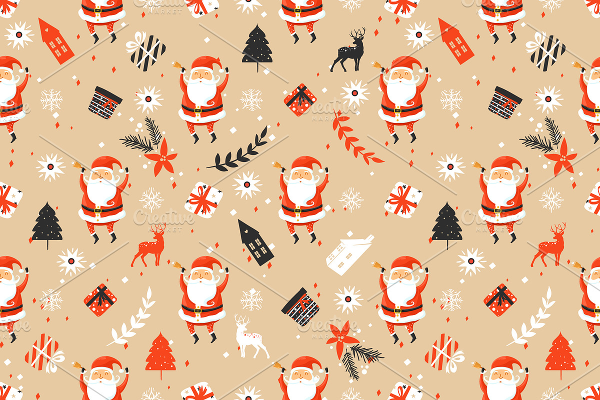 Colorful Retro Christmas Patterns, a Pattern Graphic by tomuato (Photo 2 of 7)