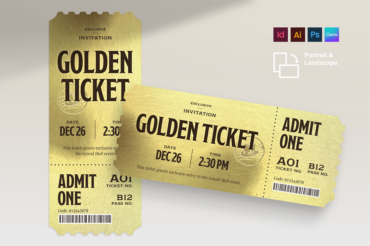 Golden Ticket Invitation Template, an Invitation Template by BrandPacks (Photo 4 of 4)