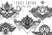 East lotus. Graphic set, a Decorative Illustration by Moonflora (Thumbnail 1 of 4)
