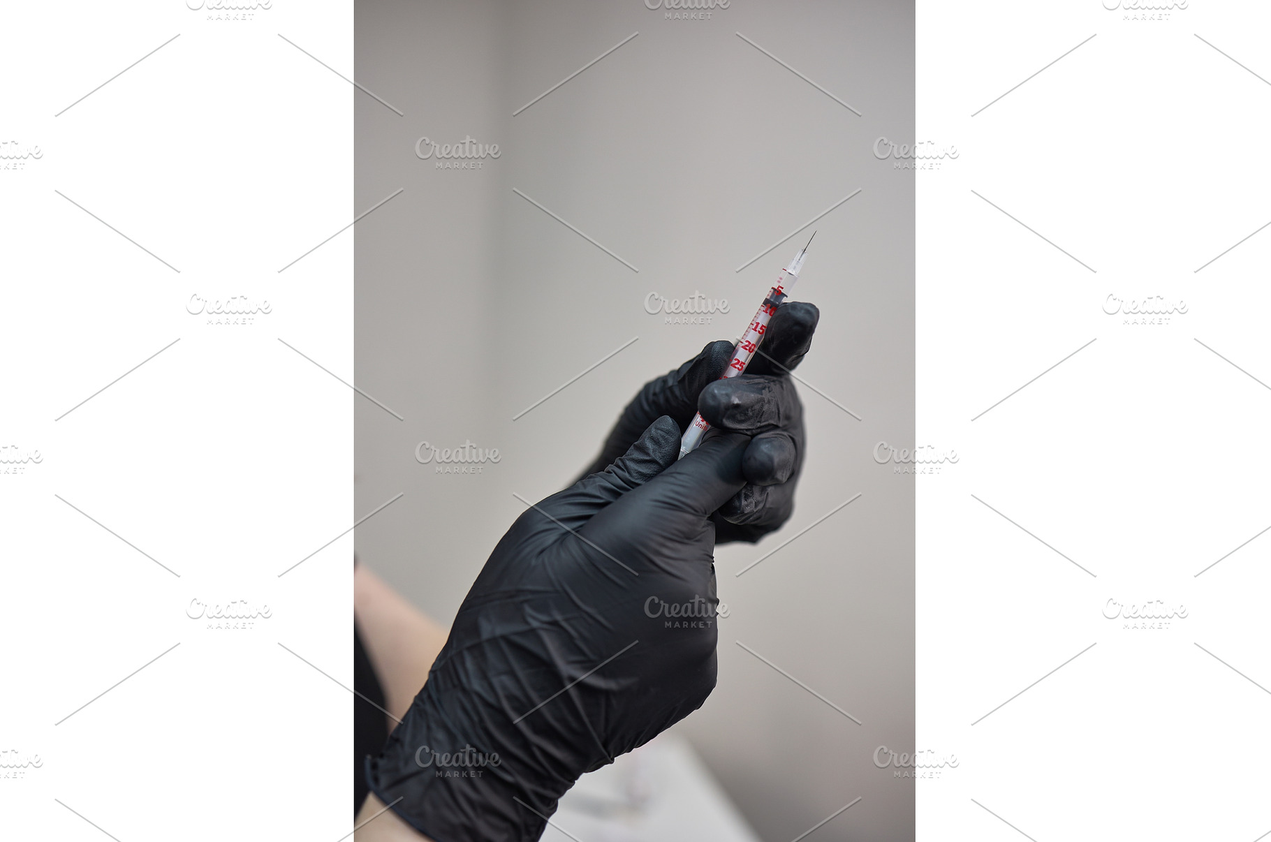 Gloved Hands Holding Syringe with, a Health & Medical Photo by wip3out