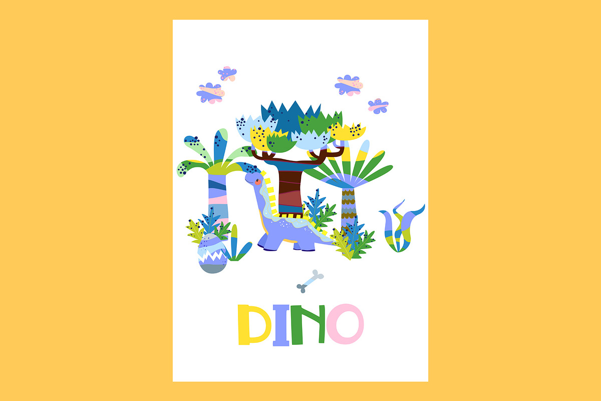 Cute Cartoon Cards with Dinosaurs, an Animal Illustration by the_myro (Photo 9 of 10)