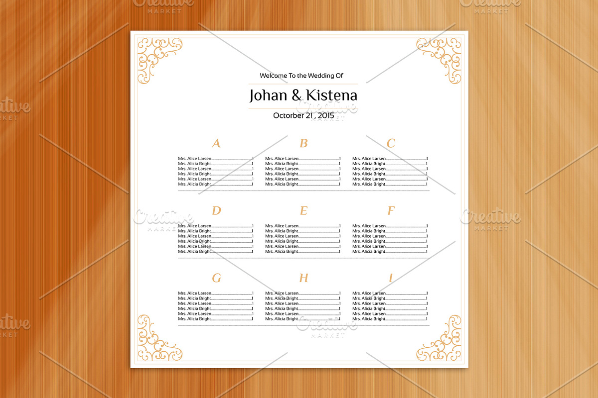 Wedding Seating Chart Template, a Poster Template by retrographix (Photo 2 of 2)