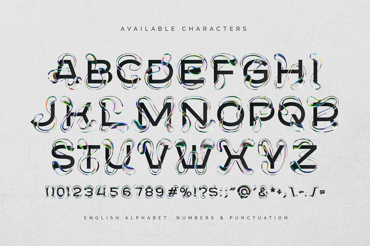 Iridescent Aqua - Color Bitmap Font, a Symbol Font by Gleb Guralnyk (Photo 4 of 4)
