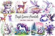 Purple Summer Animals Clipart Bundle, an Illustration by DreamArtGraphic (Thumbnail 1 of 4)