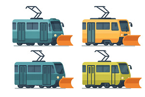 Different types of snow plow trams, a Transportation Illustration by ZinetroN