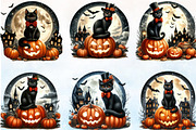 Halloween Black Cat Clipart Bundle, a Seasonal Illustration by Rose Art (Thumbnail 2 of 6)