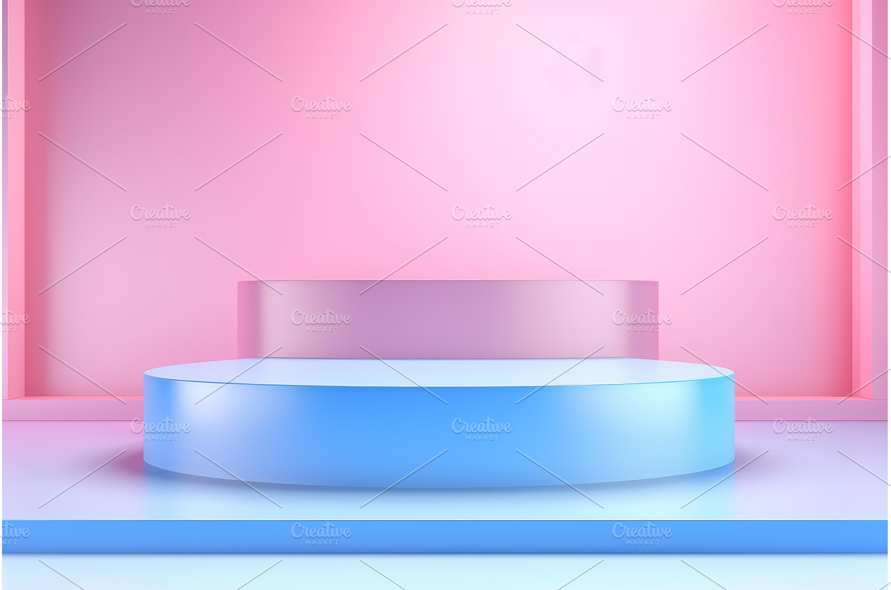 Contrasting Pink and blue podium, an Abstract Photo by Ylivdesign