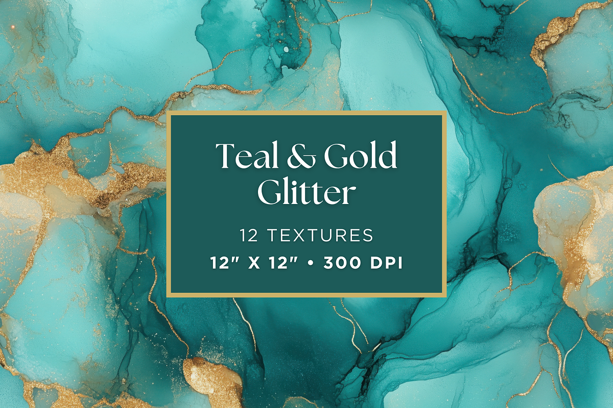 Teal & Gold Glitter Textures, a Texture Graphic by Artful Assets Boutique (Photo 1 of 4)