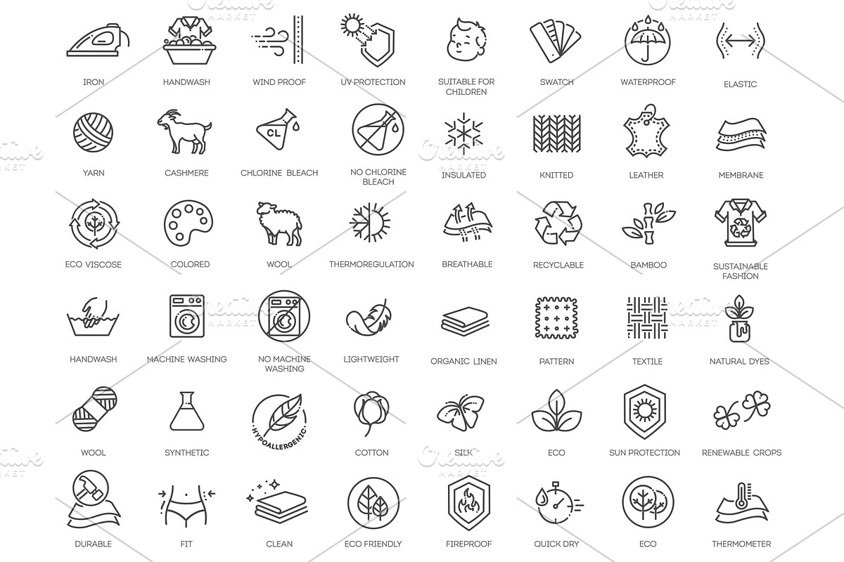 Set of Fabric Features Icons, an Object Illustration by Tettygreen (Photo 1 of 3)