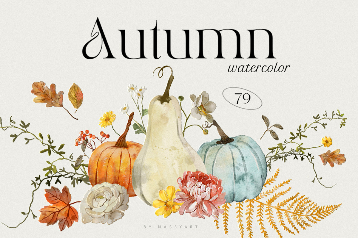 Autumn Fall Watercolor Set, an Illustration by NassyArt (Photo 1 of 11)