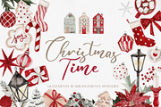 Watercolor Clipart - CHRISTMAS TIME, a Decorative Illustration by Beigetime (Thumbnail 1 of 15)