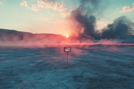 Sunset over volcanic landscape with, a Background Photo by Pixeness
