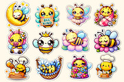 Kawaii Cute Bee Stickers Bundle, an Illustration by Dream Creation (Thumbnail 2 of 5)