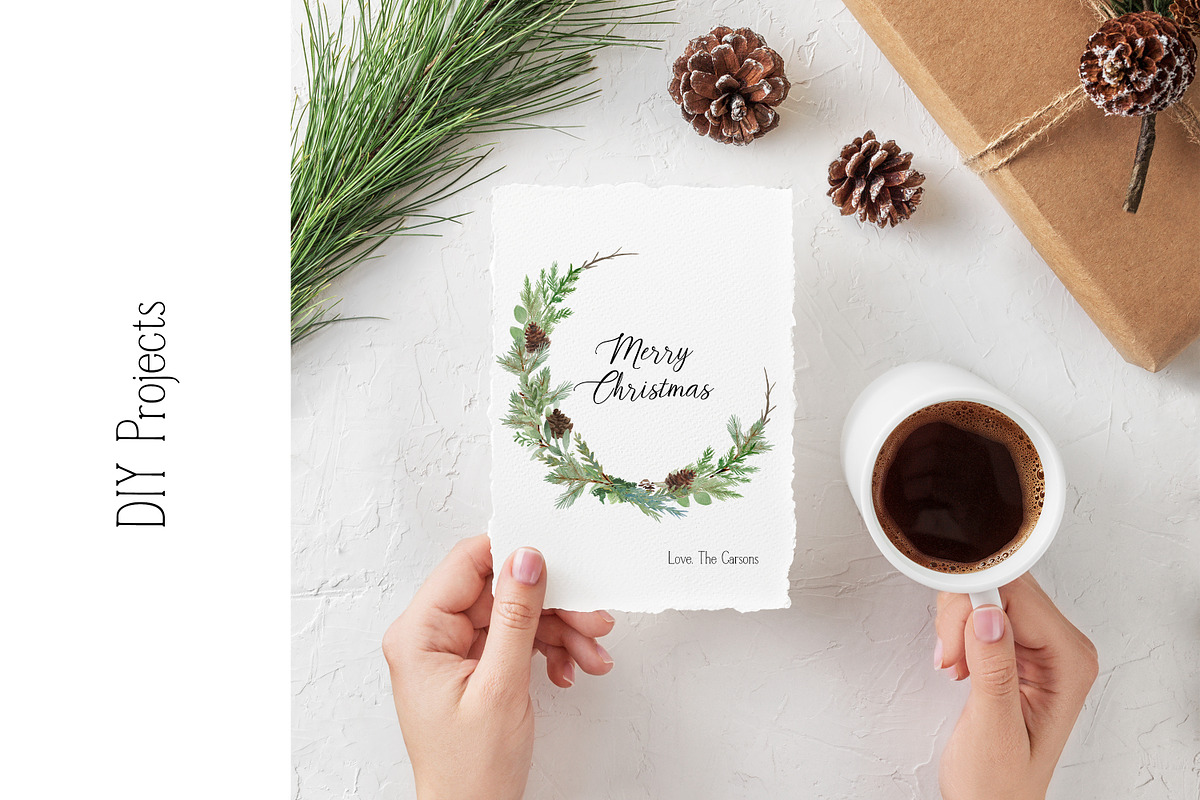 Winter Watercolor Greenery, an Illustration by DailyMiracleDigitals,LLC (Photo 6 of 8)