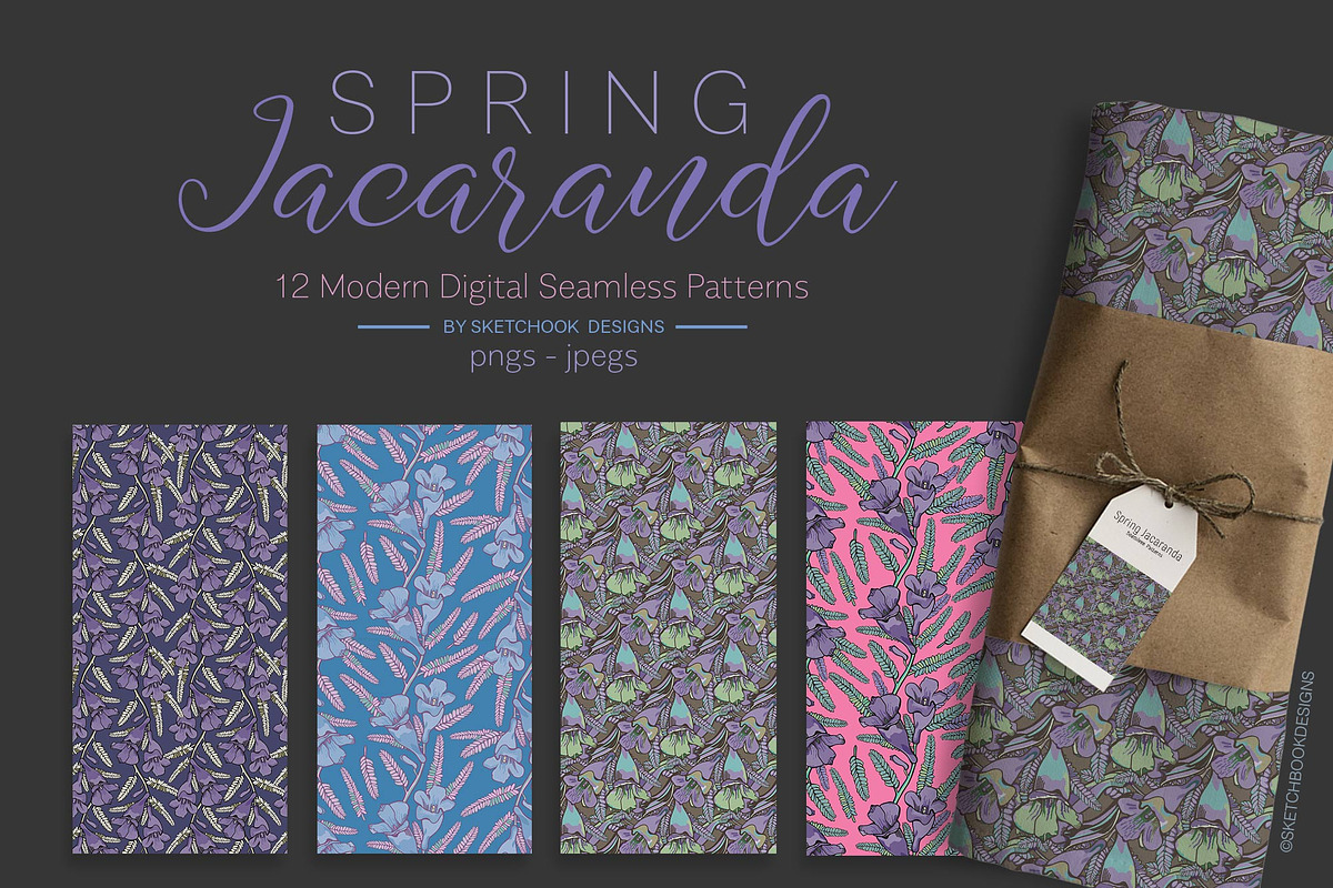 Spring Jacaranda Seamless Patterns, a Pattern Graphic by Sketchbook Designs (Photo 7 of 9)