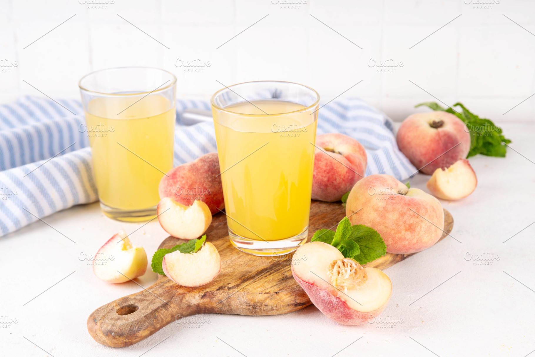 Flat chinese donuts fig peach juice, a Food & Drink Photo by Rimma