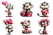 Whimsical Valentine Cats Clipart, an Illustration by Dream Creation (Thumbnail 4 of 8)