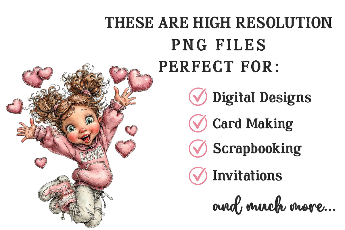 Whimsical Valentine Girl Clipart, an Illustration by OK Design (Photo 3 of 6)