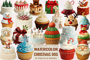 Christmas Cake Sublimation Clipart B, an Illustration by SVGArt (Thumbnail 1 of 8)