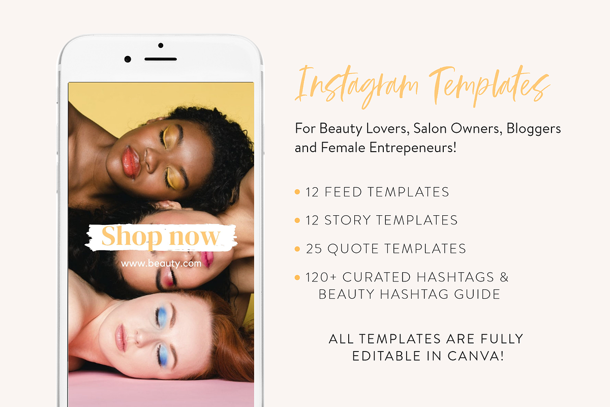 Beauty Instagram Canva Template Kit, a Social Media Template by My ...