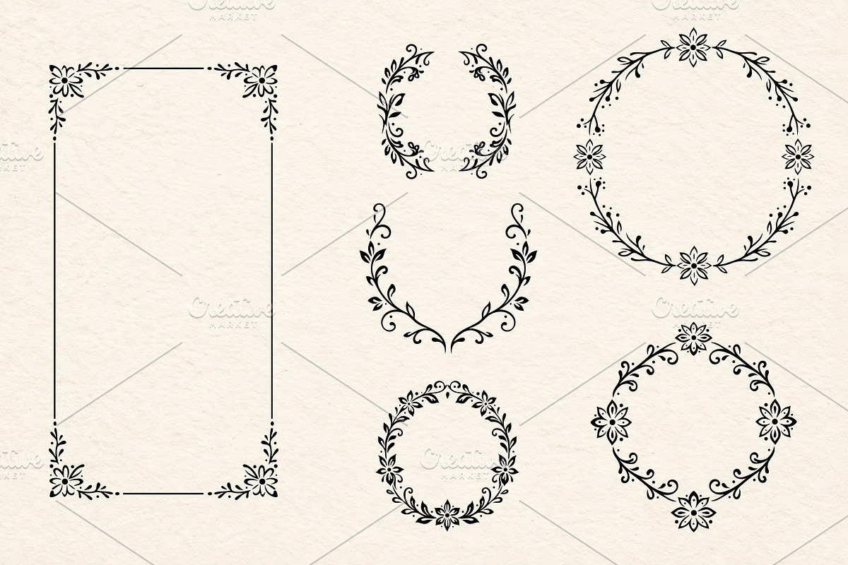 Floral Lace Frames & Ornament Bundle, an Object Graphic by Christine Krahl (Photo 5 of 24)