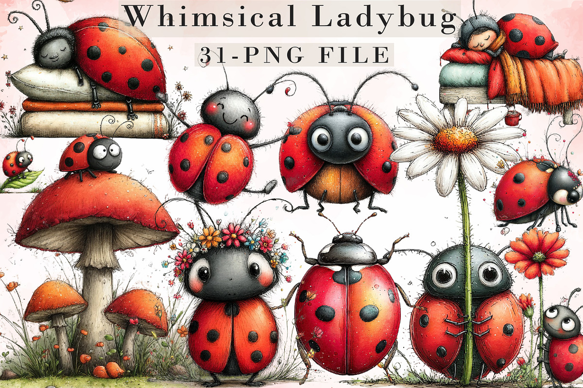 Whimsical Ladybug Clipart, an Illustration by Libby Wishes (Photo 1 of 8)