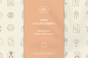 Boho logo design elements - vector
