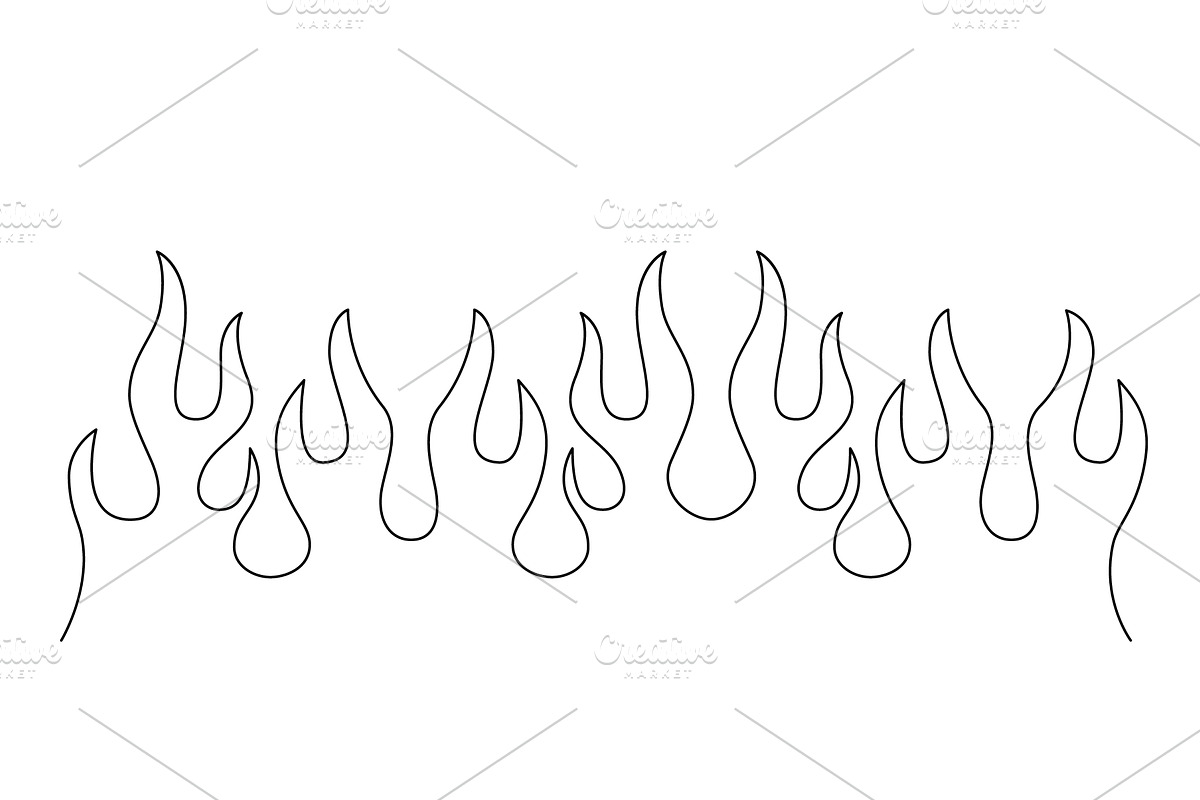Fire one line continuous drawing, an Object Illustration by GraphiShop