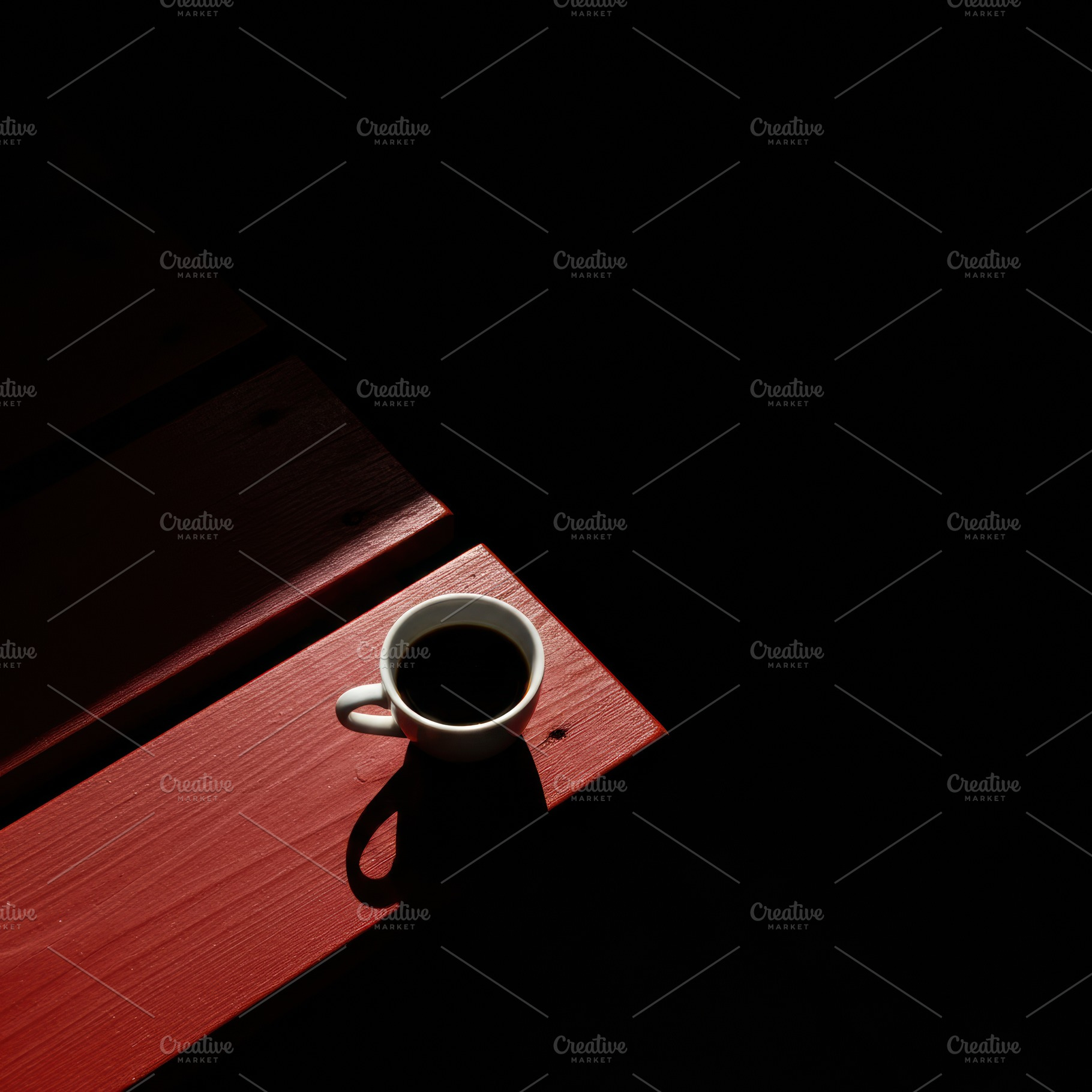 White Coffee Cup on Red Wood, a Food & Drink Photo by Virgo Studio