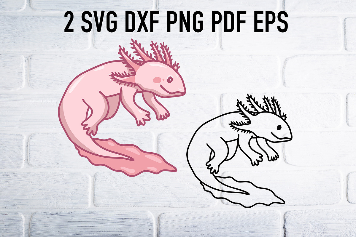 Axolotl svg dxf png, axolotl clipart, an Animal Illustration by Bila Vorona (Photo 1 of 7)