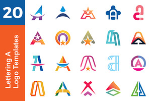 20 Logo Lettering A Template Bundle