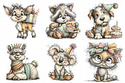 Birthday Animals Clipart, an Illustration by Daily.Designs (Thumbnail 4 of 5)
