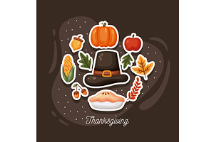 thanksgiving lettering with icons, an Illustration by studiogstock