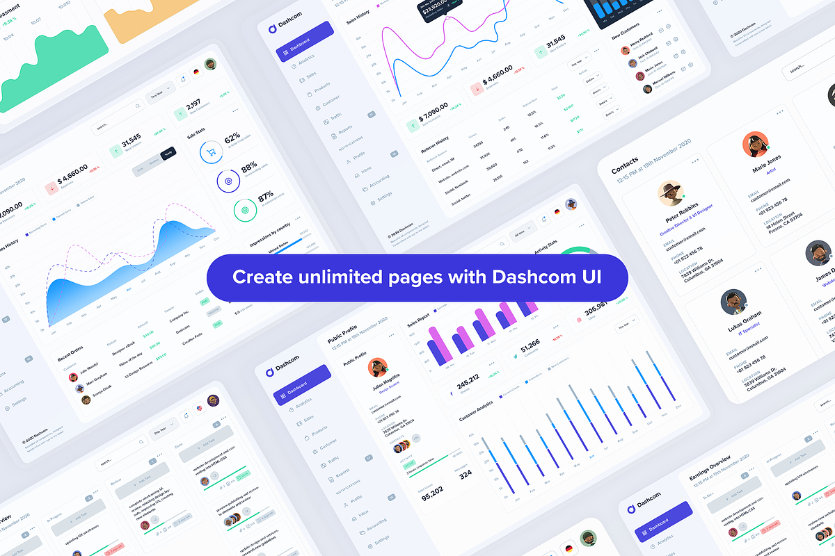 Dashcom - Dashboard UI Kit, a Templates & Theme by KL-Webmedia (Photo 6 of 6)