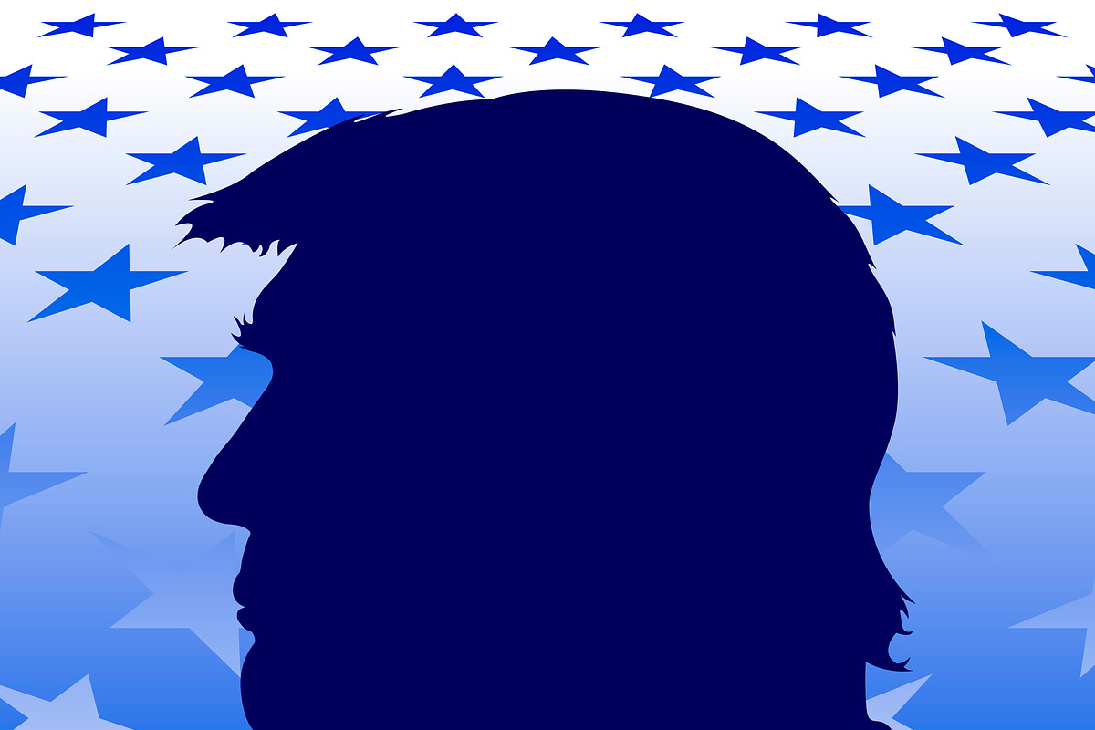 Donald Trump silhouette on US stars, a Person Illustration by frizio