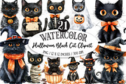 Halloween Black Cat Clipart PNG, a Seasonal Illustration by Designking (Thumbnail 1 of 4)