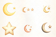 Christmas Star and Moon Clipart, an Illustration by CrexoraLab (Thumbnail 3 of 5)