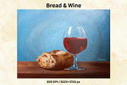 Bread & Wine Painting, a Food Illustration by AMMi (Thumbnail 1 of 3)