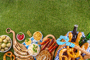 Oktoberfest picnic and barbecue food, Oktoberfest bavarian party, a Food & Drink Photo by Rimma