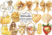 Luxury Golden Summer Clipart, an Illustration by OK Design (Thumbnail 1 of 5)