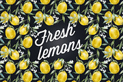 Watercolor lemons patterns, a Pattern Graphic by Lembrik's Artworks (Thumbnail 1 of 5)