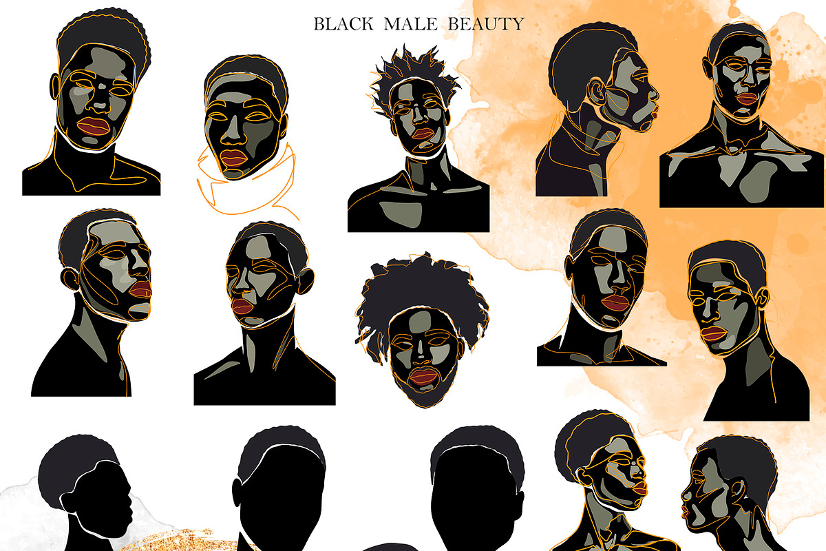 BLACK MALE BEAUTY MODERN LINE ART, a Texture Illustration by ArtOLB (Photo 3 of 10)