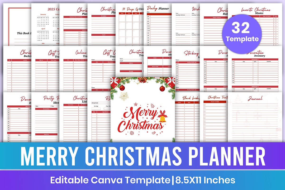 Christmas Planner Bundle Canva Kdp, a Stationery Template by Mustafiz (Photo 1 of 5)