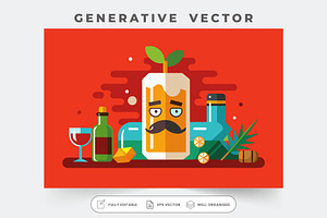 A collection of drinks and fruit rep, a Graphic by Iftikhar Alam